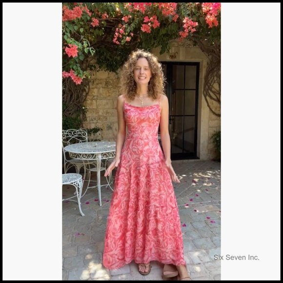 Mesh Spaghetti Strap Maxi Dress Floral Boho Beach Wedding Guest - Picture 7 of 7